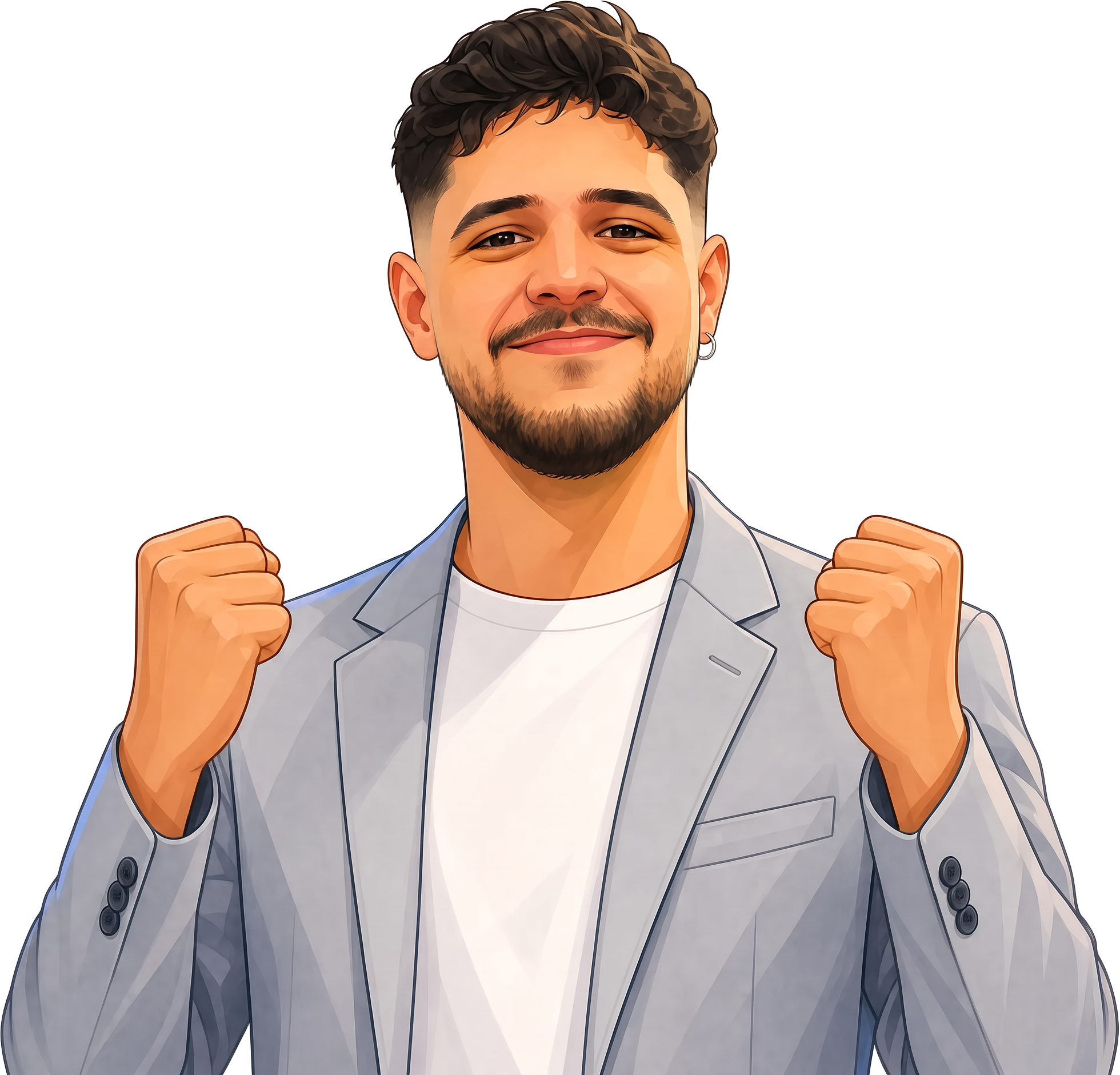 Ilustração de Matheus Carvalho comemorando o resultado de uma campanha